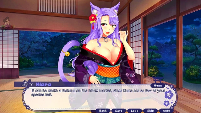 Big-Breasted Neko Fox-Girl Gives Magic Blowjob & Climaxes In Kimono Fantasy