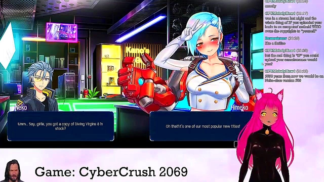 Lewd VTuber Neko Streams Big-Busted Anime Action in CyberCrush 2069
