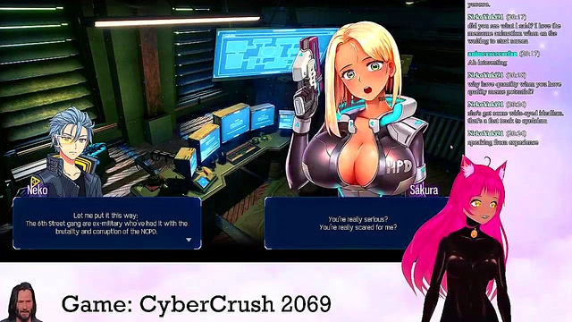 Lewd VTuber Neko Streams Big-Busted Anime Action in CyberCrush 2069