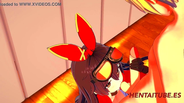 Amber from Genshin Impact Gives Mind-Blowing Blowjob & PussyFuck for Creampie