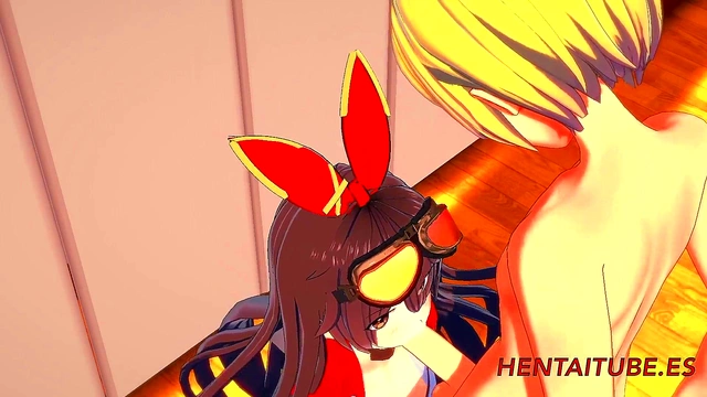 Amber from Genshin Impact Gives Mind-Blowing Blowjob & PussyFuck for Creampie