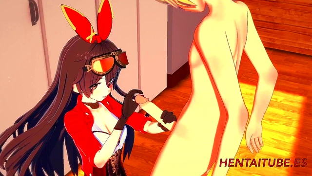 Amber from Genshin Impact Gives Mind-Blowing Blowjob & PussyFuck for Creampie