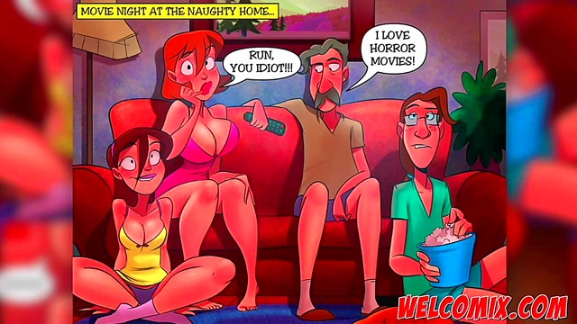 Naughty Teen Lingerie Babe Gets Fucked Hard During Horror Movie Night