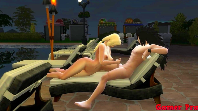 Madara Dominates Sunade in Steamy Naruto Pool Party Anal Session