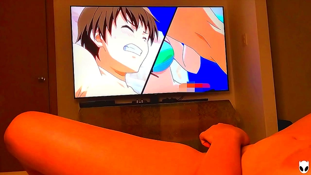 Hot Amateur OtakuGirl Gets Wet Pussy While Watching Hentai for Real Orgasm