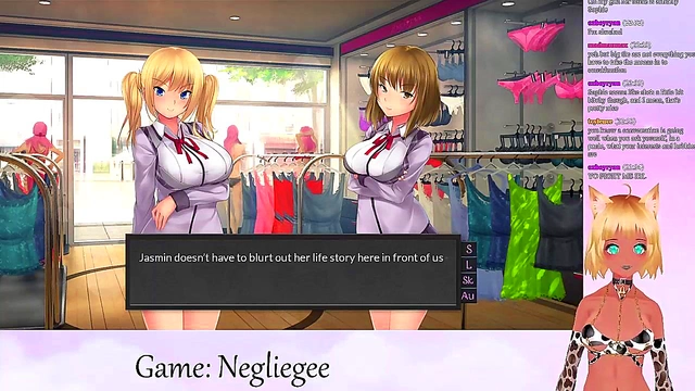 Lewd VTuber Neko Masturbates in Lingerie for Yuri Fans Live Streaming