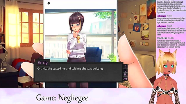 Lewd VTuber Neko Masturbates in Lingerie for Yuri Fans Live Streaming