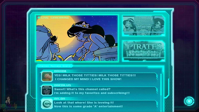 Redhead Princess Jasmine Gets Milked By Lara Croft & Aladdin In Anime Fantasy