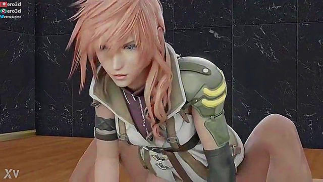 Final Fantasy Lightning Rides Cock in Uncensored Anime Ero3D Action