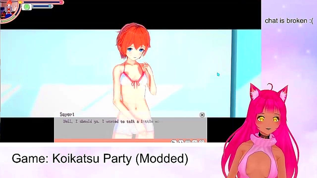 Lewd VTuber Neko Fucks Publicly With Big Tits & Gets Oral Creampie