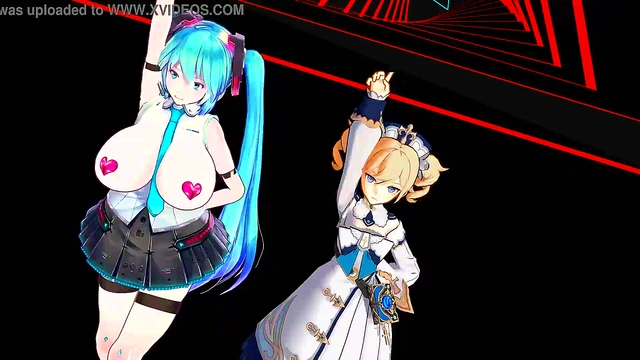 Two Anime Girls Sing Seductively While Undressing Together