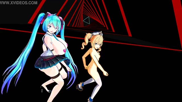 Two Anime Girls Sing Seductively While Undressing Together