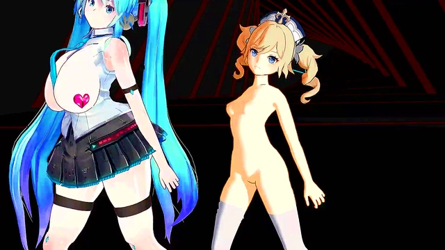 Two Anime Girls Sing Seductively While Undressing Together