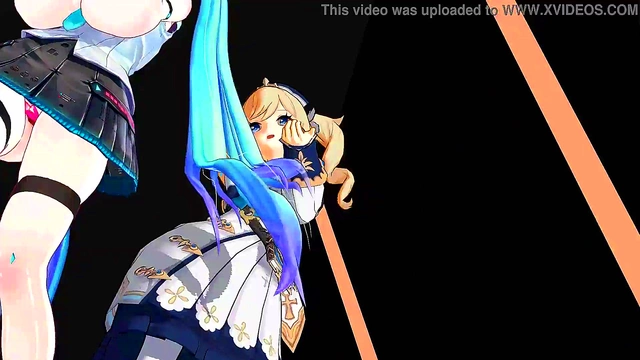 Two Anime Girls Sing Seductively While Undressing Together