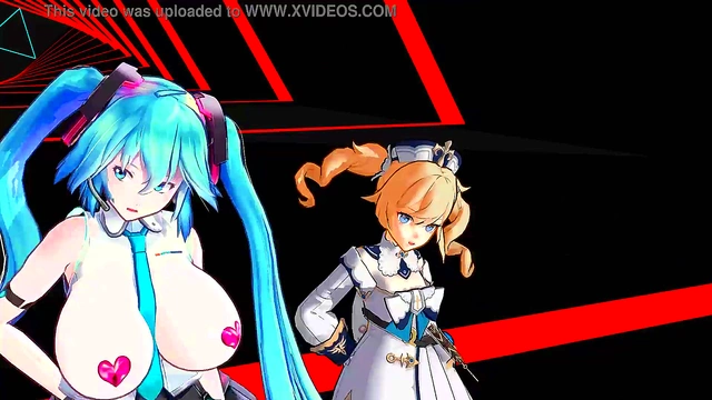 Two Anime Girls Sing Seductively While Undressing Together