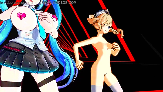 Two Anime Girls Sing Seductively While Undressing Together