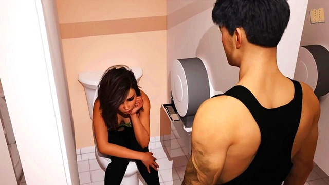 Hot Brunette With Big Tits Seduces John In Erotic 3D Hentai Visual Novel Scene