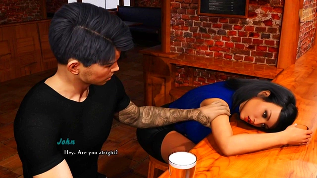 Hot Brunette With Big Tits Seduces John In Erotic 3D Hentai Visual Novel Scene