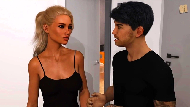 Hot Brunette With Big Tits Seduces John In Erotic 3D Hentai Visual Novel Scene