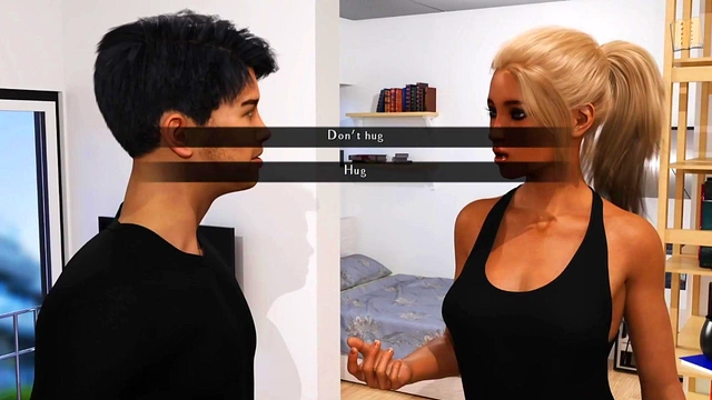 Hot Brunette With Big Tits Seduces John In Erotic 3D Hentai Visual Novel Scene