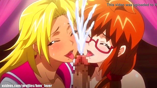 Blonde Teen Enjoying Threesome Action in Anime Music Video Compilation