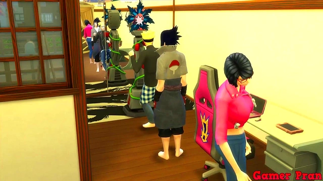 Sakura Catches Sasuke Masturbating While Naruto Fucks Sarada Hardcore