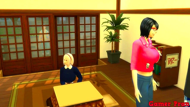 Sakura Catches Sasuke Masturbating While Naruto Fucks Sarada Hardcore