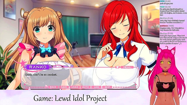 Lewd VTuber Neko Streams Scintillating Yuri Anime Gameplay With Big Boobs & Scissoring