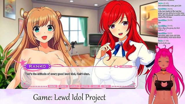 Lewd VTuber Neko Streams Scintillating Yuri Anime Gameplay With Big Boobs & Scissoring