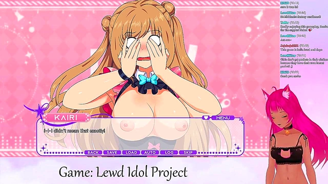 Lewd VTuber Neko Streams Scintillating Yuri Anime Gameplay With Big Boobs & Scissoring