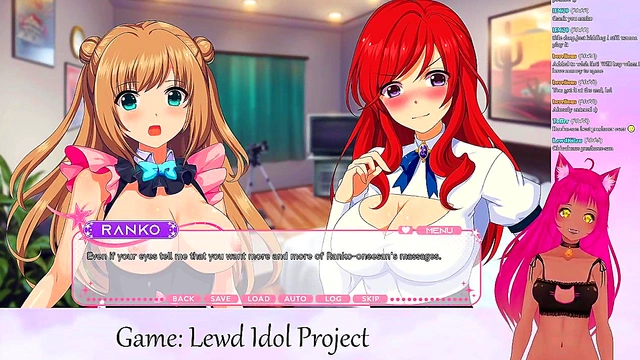 Lewd VTuber Neko Streams Scintillating Yuri Anime Gameplay With Big Boobs & Scissoring