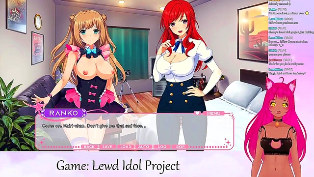 Lewd VTuber Neko Streams Scintillating Yuri Anime Gameplay With Big Boobs & Scissoring