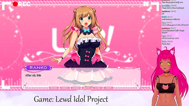 Lewd VTuber Neko Streams Scintillating Yuri Anime Gameplay With Big Boobs & Scissoring