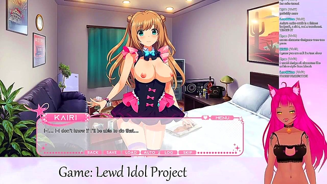 Lewd VTuber Neko Streams Scintillating Yuri Anime Gameplay With Big Boobs & Scissoring