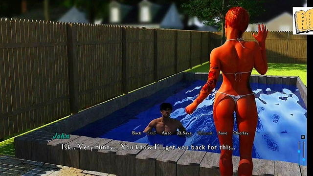 Sexy MILF Throws Teen Into Pool for Naughty Fun & Passionate Encounters