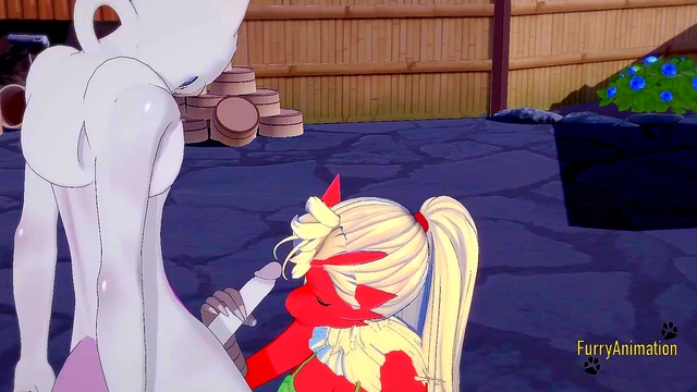 Blaziken Gives Rough Blowjob & Handjob To Mewtwo For Mouthful Of Cum