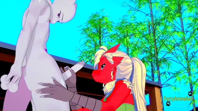 Blaziken Gives Rough Blowjob & Handjob To Mewtwo For Mouthful Of Cum