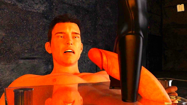 Trapped Under Table By Big-Assed Hentai Goddess With Massive Tits