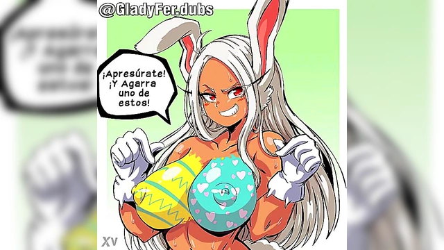 Latina Anime Girl Seduces With Tits And Easter Egg Fun