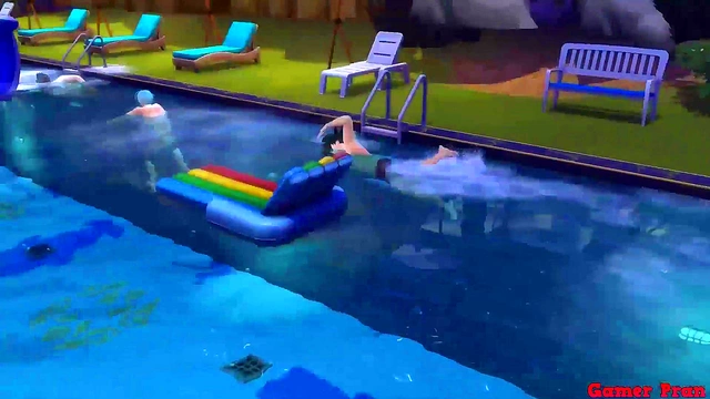 Beautiful Wives Bulma & Chichi Share Stepsons for Hot Pool Orgy Anal Action