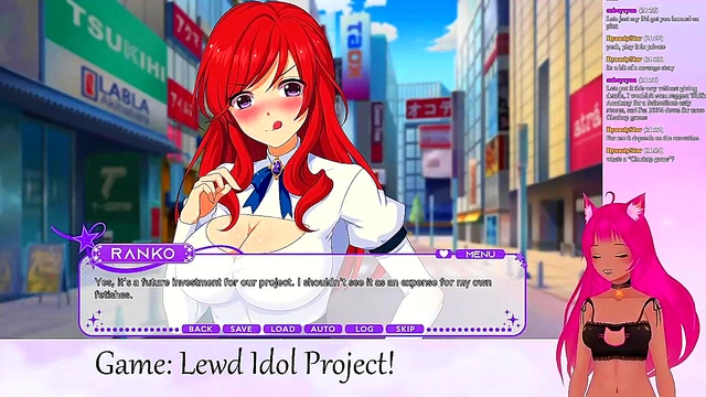 Lewd VTuber Neko Plays Anime Game With Lesbian Lingerie Action & Big Tits Yuri Fun