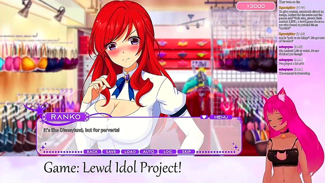 Lewd VTuber Neko Plays Anime Game With Lesbian Lingerie Action & Big Tits Yuri Fun