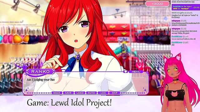 Lewd VTuber Neko Plays Anime Game With Lesbian Lingerie Action & Big Tits Yuri Fun