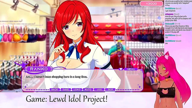 Lewd VTuber Neko Plays Anime Game With Lesbian Lingerie Action & Big Tits Yuri Fun