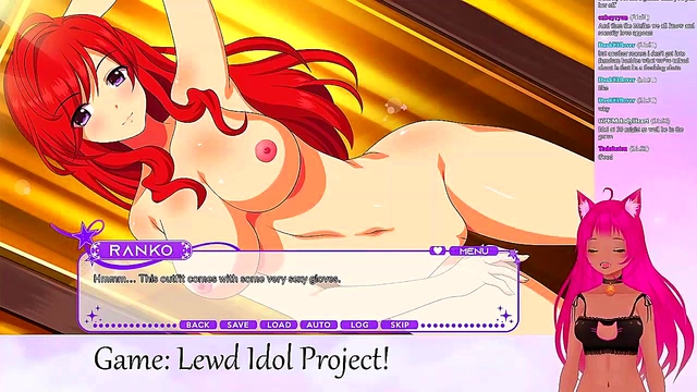 Lewd VTuber Neko Plays Anime Game With Lesbian Lingerie Action & Big Tits Yuri Fun