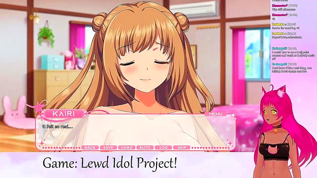 Lewd VTuber Neko Plays Anime Game With Lesbian Lingerie Action & Big Tits Yuri Fun