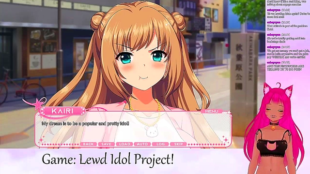 Lewd VTuber Neko Plays Anime Game With Lesbian Lingerie Action & Big Tits Yuri Fun