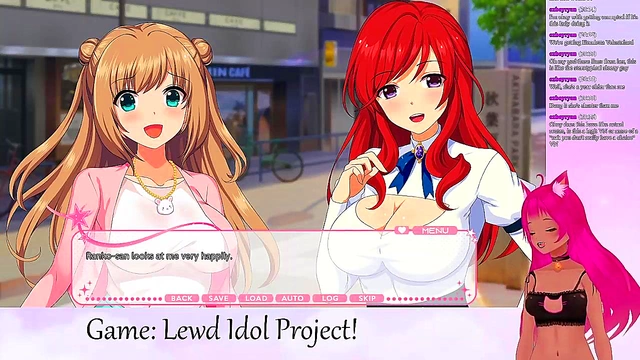 Lewd VTuber Neko Plays Anime Game With Lesbian Lingerie Action & Big Tits Yuri Fun