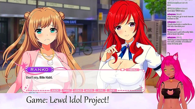 Lewd VTuber Neko Plays Anime Game With Lesbian Lingerie Action & Big Tits Yuri Fun