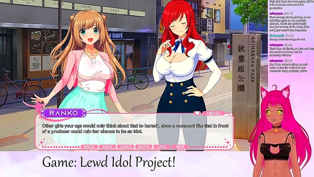 Lewd VTuber Neko Plays Anime Game With Lesbian Lingerie Action & Big Tits Yuri Fun